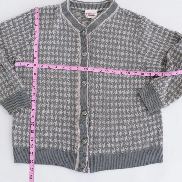 Vintage Excelsior Grey  and Pink-Cream Houndstooth Cardigan - Picture 4 of 12